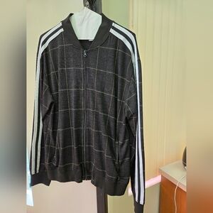 Hudson Jeans Black and White Bomber Jacket with Varsity Style